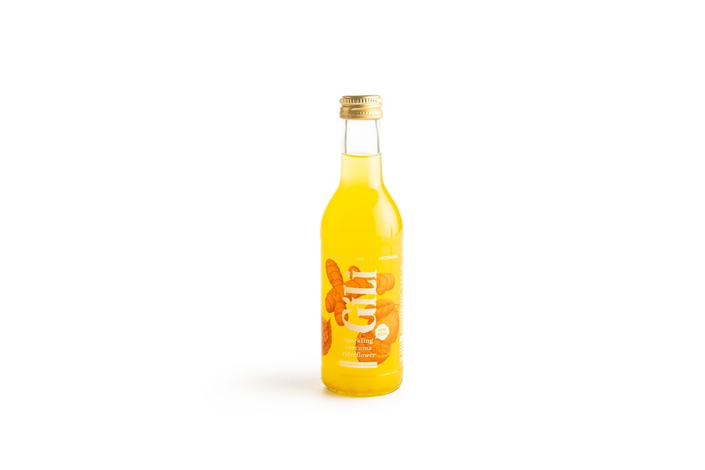 [GCSB-24x250] ​​​​GILI SPARKLING TURMERIC ELDERFLOWER BOTTLE 24x250ML READY-TO-DRINK (ORGANIC)